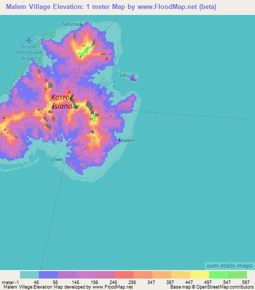 Malem Village,Micronesia Elevation Map