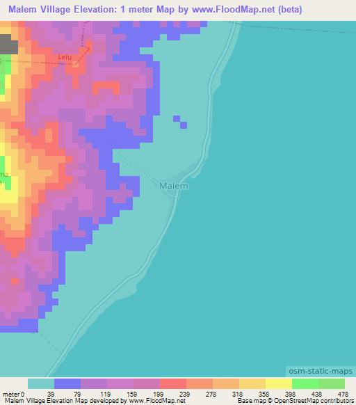 Malem Village,Micronesia Elevation Map