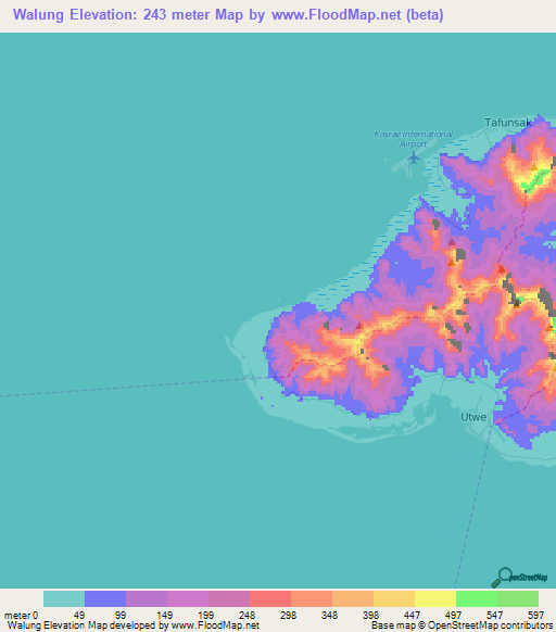 Walung,Micronesia Elevation Map