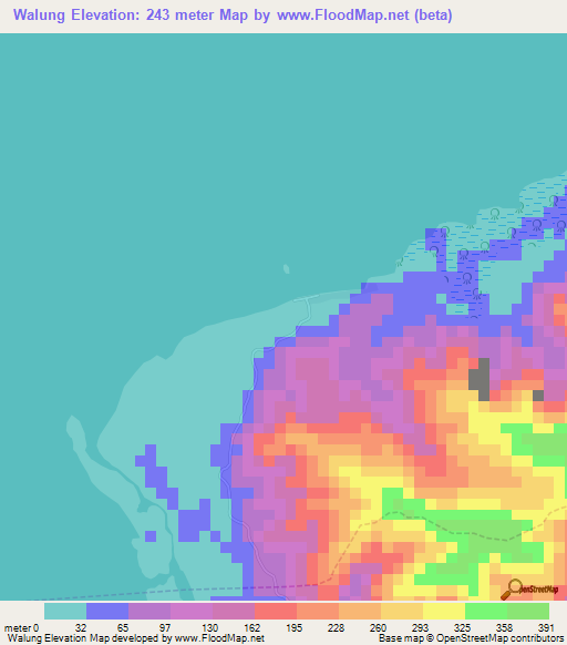 Walung,Micronesia Elevation Map