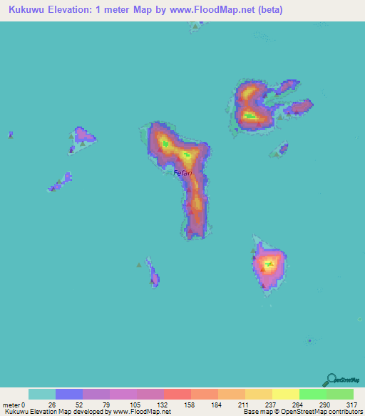 Kukuwu,Micronesia Elevation Map