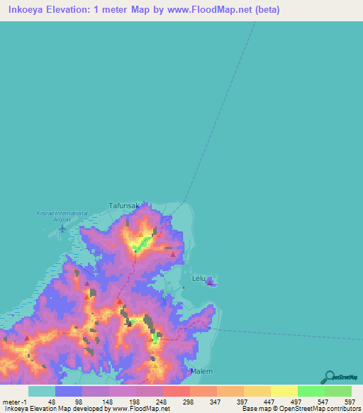 Inkoeya,Micronesia Elevation Map