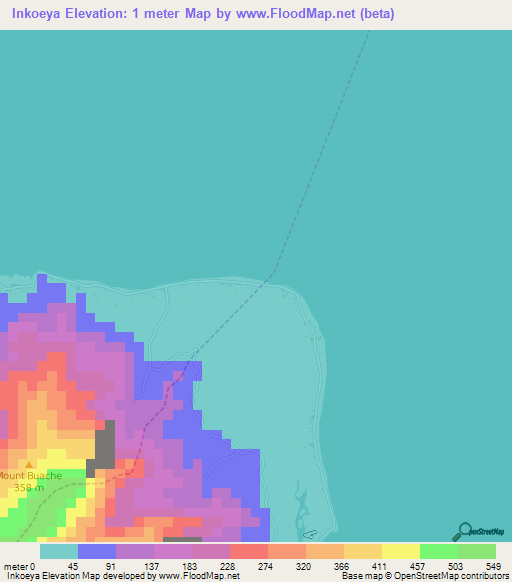 Inkoeya,Micronesia Elevation Map