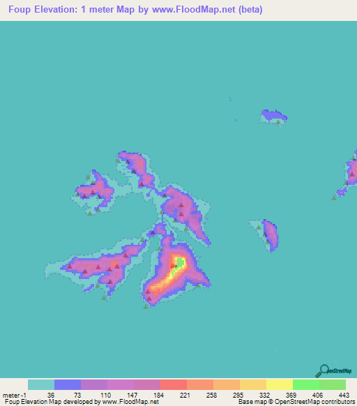 Foup,Micronesia Elevation Map