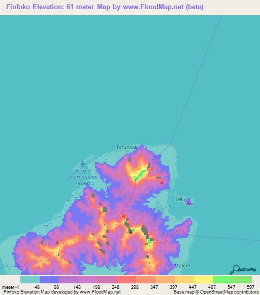 Finfoko,Micronesia Elevation Map