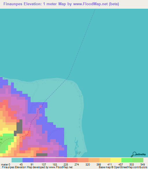 Finaunpes,Micronesia Elevation Map