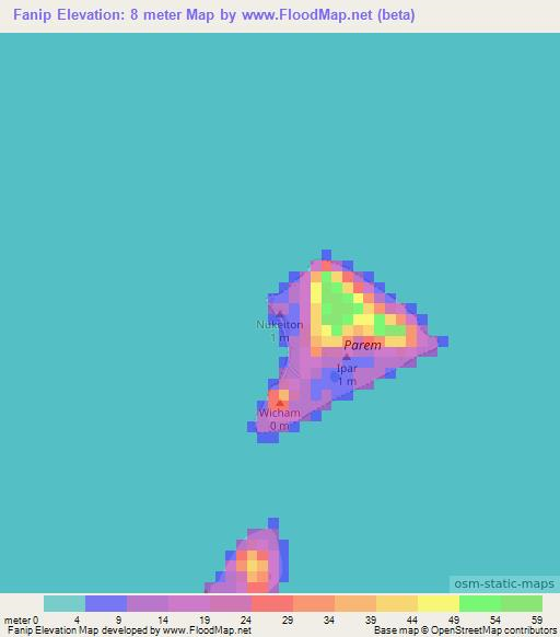 Fanip,Micronesia Elevation Map