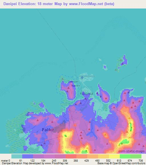 Danipei,Micronesia Elevation Map