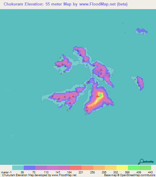 Chukuram,Micronesia Elevation Map