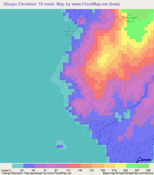 Dienpo,Micronesia Elevation Map