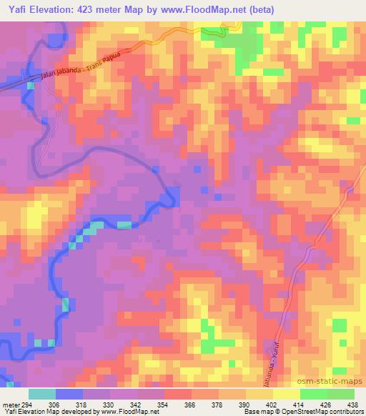 Yafi,Indonesia Elevation Map