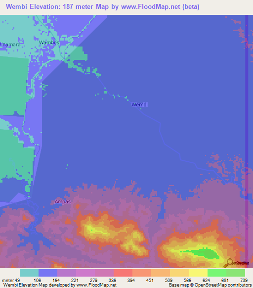 Wembi,Indonesia Elevation Map