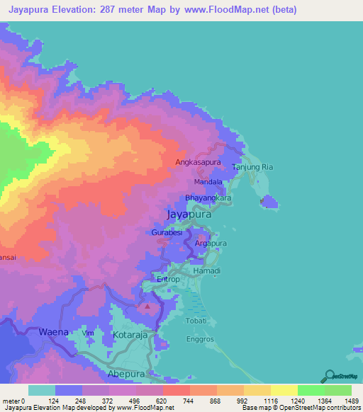 Jayapura,Indonesia Elevation Map