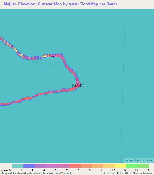 Majuro,Marshall Islands Elevation Map