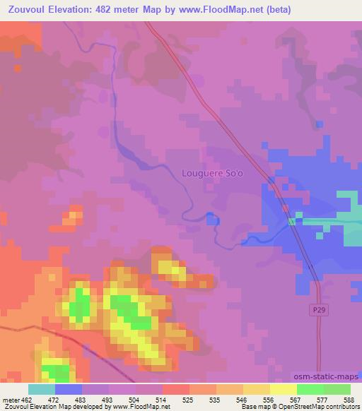 Zouvoul,Cameroon Elevation Map