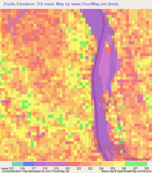 Zoulla,Cameroon Elevation Map