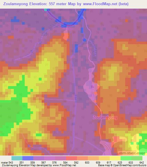 Zoulameyong,Cameroon Elevation Map