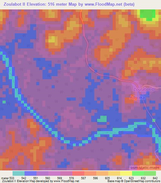 Zoulabot II,Cameroon Elevation Map