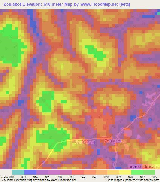 Zoulabot,Cameroon Elevation Map