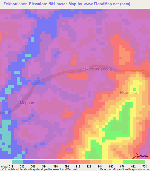 Zokboulabon,Cameroon Elevation Map