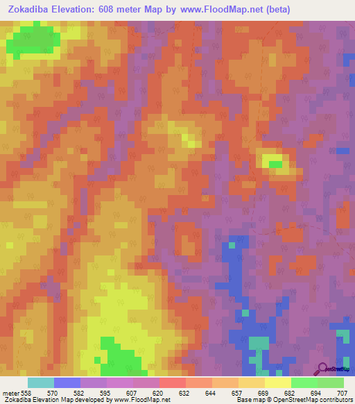 Zokadiba,Cameroon Elevation Map