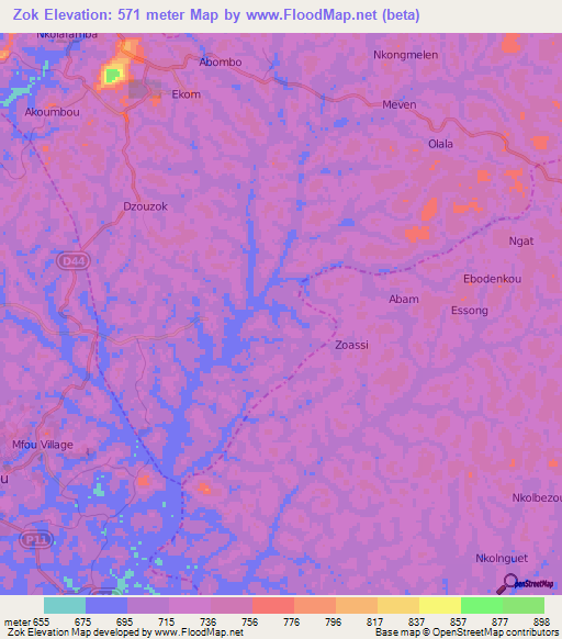 Zok,Cameroon Elevation Map