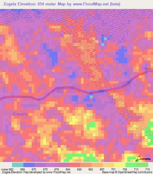 Zogela,Cameroon Elevation Map