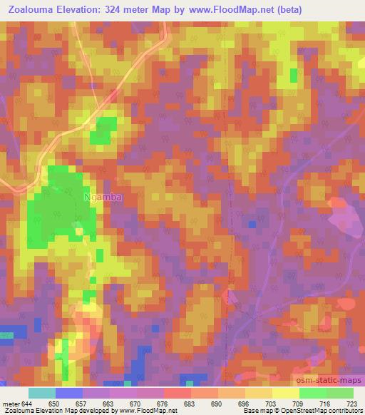 Zoalouma,Cameroon Elevation Map