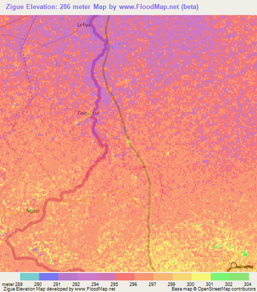 Zigue,Cameroon Elevation Map