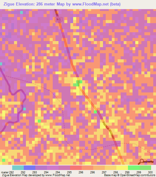 Zigue,Cameroon Elevation Map