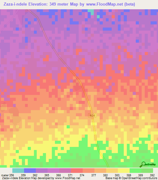 Zaza-i-ndele,Cameroon Elevation Map