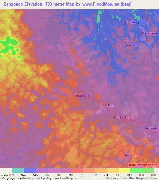 Zengoaga,Cameroon Elevation Map