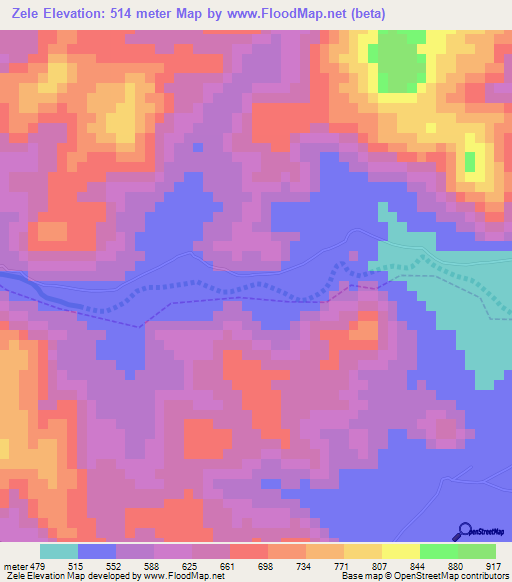 Zele,Cameroon Elevation Map