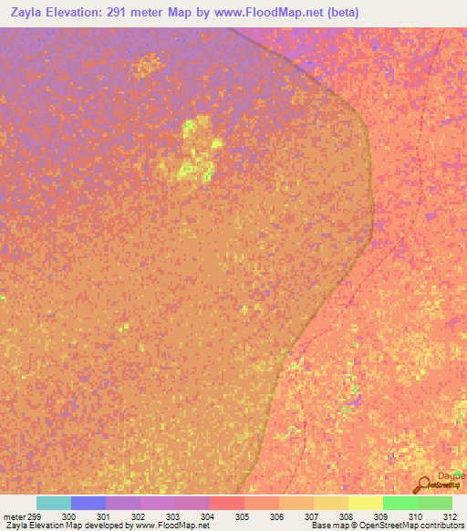 Zayla,Cameroon Elevation Map