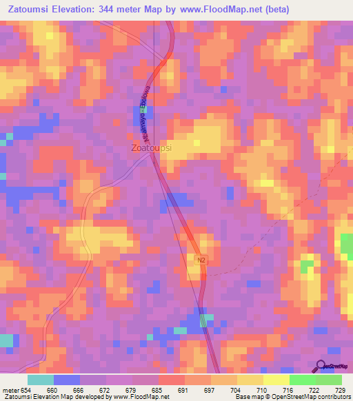 Zatoumsi,Cameroon Elevation Map