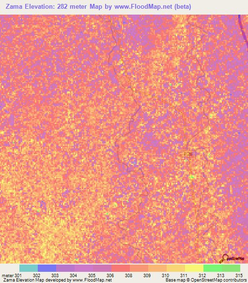 Zama,Cameroon Elevation Map