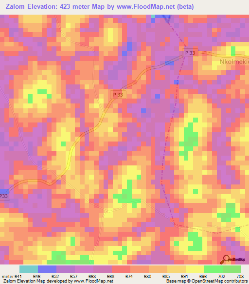 Zalom,Cameroon Elevation Map