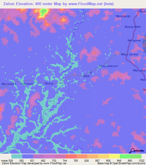 Zalom,Cameroon Elevation Map