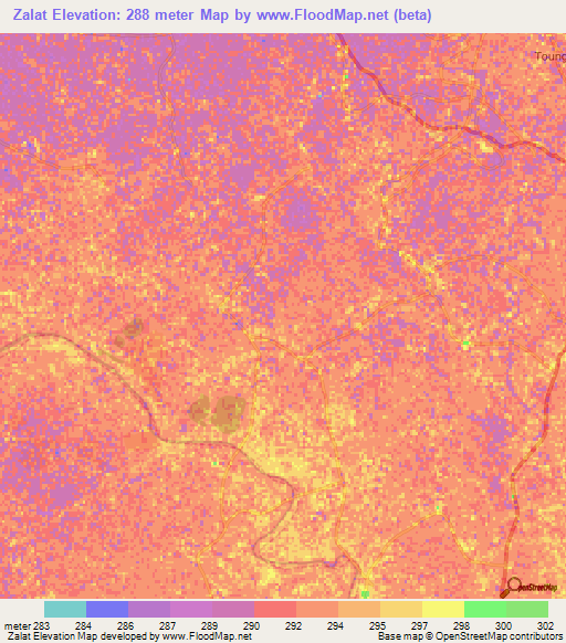 Zalat,Cameroon Elevation Map