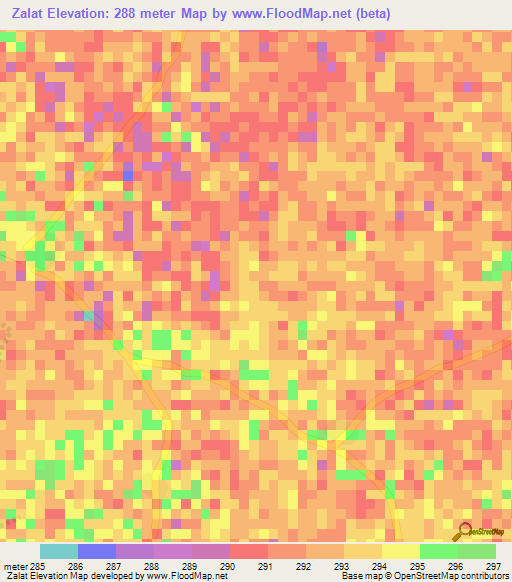 Zalat,Cameroon Elevation Map