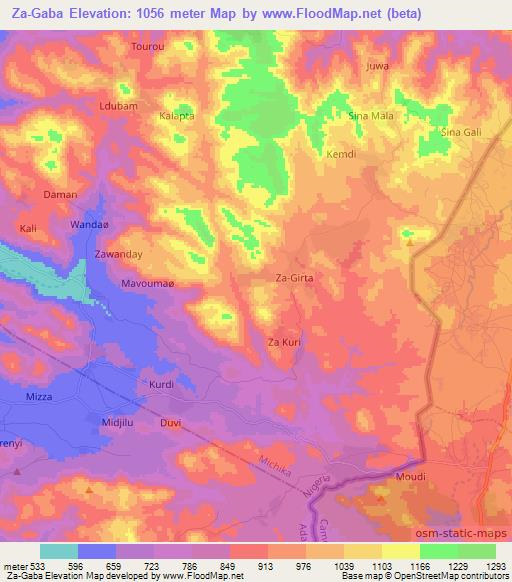 Za-Gaba,Nigeria Elevation Map