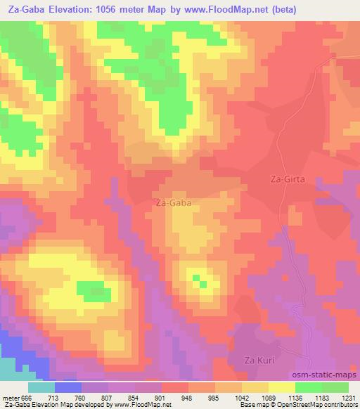 Za-Gaba,Nigeria Elevation Map