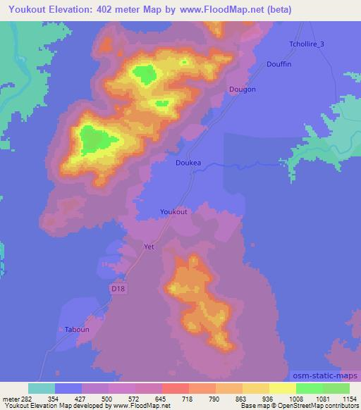 Youkout,Cameroon Elevation Map