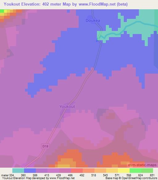 Youkout,Cameroon Elevation Map