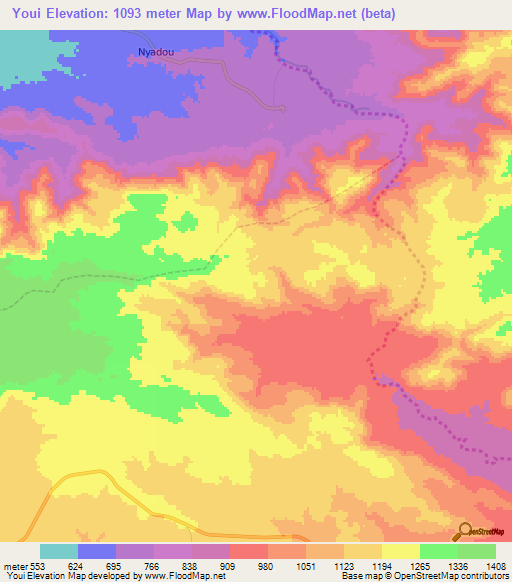 Youi,Cameroon Elevation Map