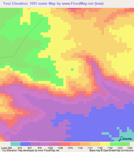 Youi,Cameroon Elevation Map