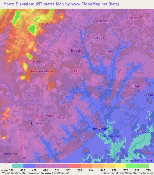 Yorro,Cameroon Elevation Map