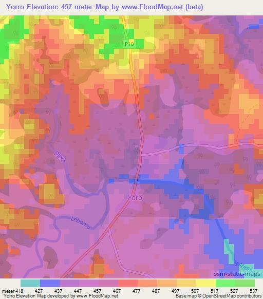 Yorro,Cameroon Elevation Map