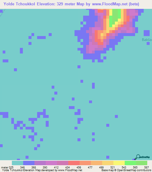 Yolde Tchoukkol,Cameroon Elevation Map