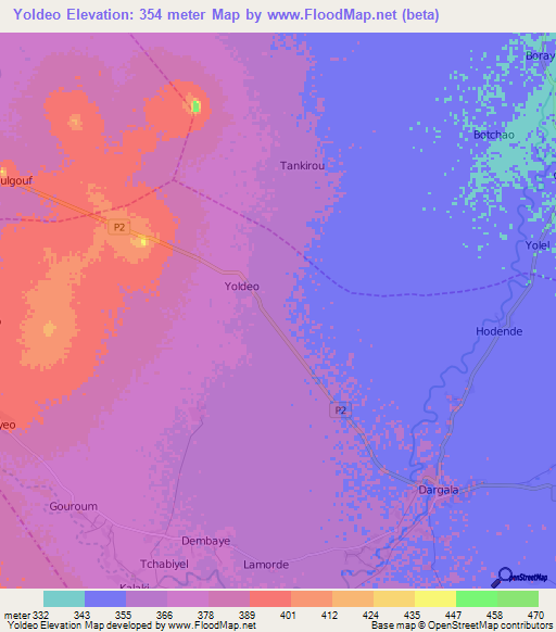 Yoldeo,Cameroon Elevation Map